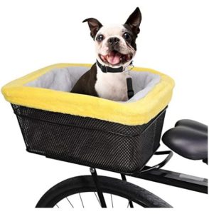 How to Ride Bike with a Dog in a Basket - Dog in a bike rear rack
